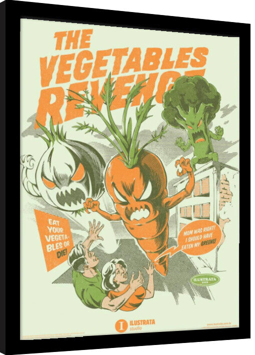 Ilustrata - The Vegetables Revenge Gerahmte Poster, Bilder, 34.3 × 44.5 cm