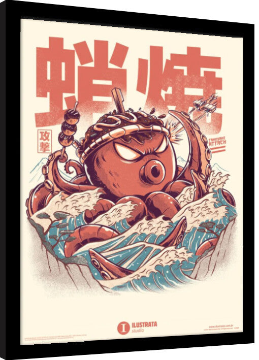 Ilustrata - Takoyaki Attack Gerahmte Poster, Bilder, 34.3 × 44.5 cm