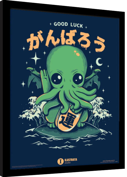 Ilustrata - Good Luck Cthulhu Gerahmte Poster, Bilder, 34.3 × 44.5 cm