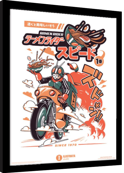 Ilustrata - Ramen Rider Gerahmte Poster, Bilder, 34.3 × 44.5 cm