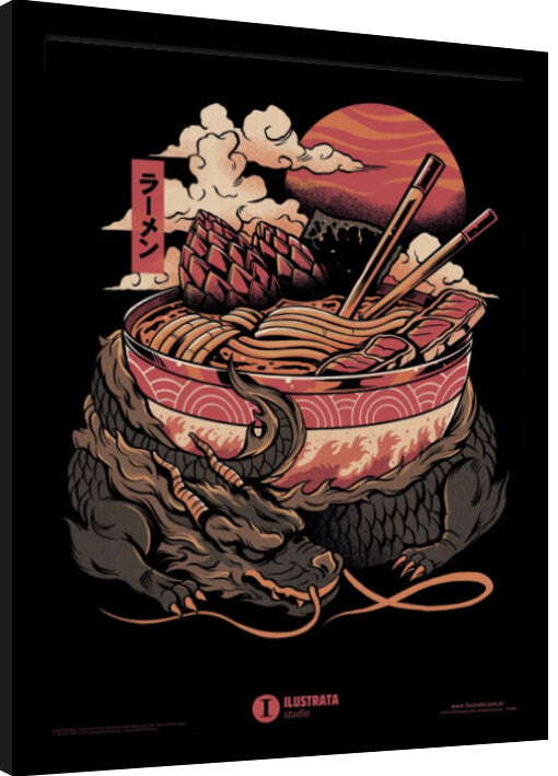 Ilustrata - Dragons Ramen Gerahmte Poster, Bilder, 34.3 × 44.5 cm