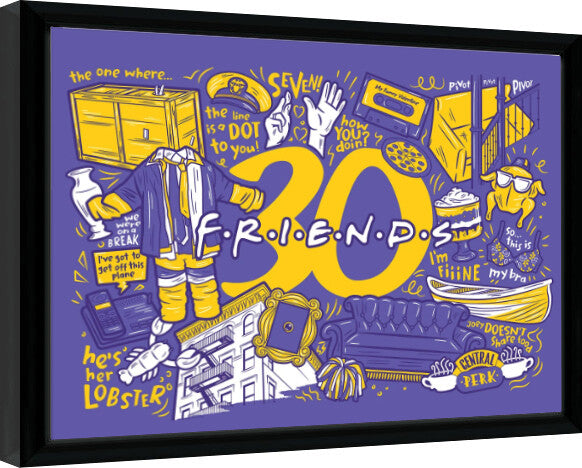 Friends 30 Years - Purple Infographic Gerahmte Poster, Bilder, 44.5 × 34.3 cm