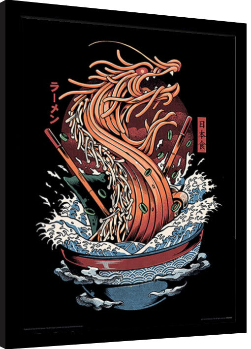 Ilustrata - Dragon Ramen Gerahmte Poster, Bilder, 34.3 × 44.5 cm