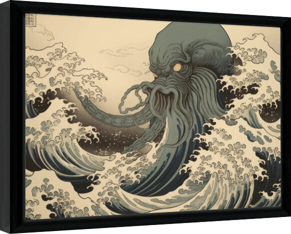 Wave Collection - Cthulhu Wave Gerahmte Poster, Bilder, 44.5 × 34.3 cm