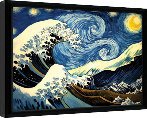Wave Collection - Starry Waves Gerahmte Poster, Bilder, 44.5 × 34.3 cm