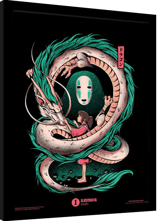 Ilustrata - The Girl and the Dragon Gerahmte Poster, Bilder, 34.3 × 44.5 cm