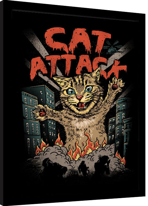 Vincent Trinidad - Cat Attack Gerahmte Poster, Bilder, 34.3 × 44.5 cm