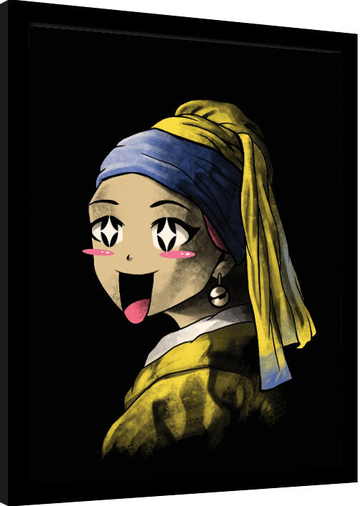 Vincent Trinidad - Kawaii With a Pearl Earring Gerahmte Poster, Bilder, 34.3 × 44.5 cm