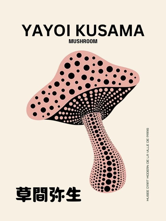Leinwand Poster, Bilder Yayoi Kusama Mushroom Exhibition Paris Tokyo HD, 60 × 80 cm