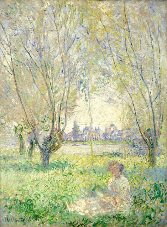Leinwand Poster, Bilder Woman Seated under the Willows (1880), Claude Monet, 60 × 80 cm