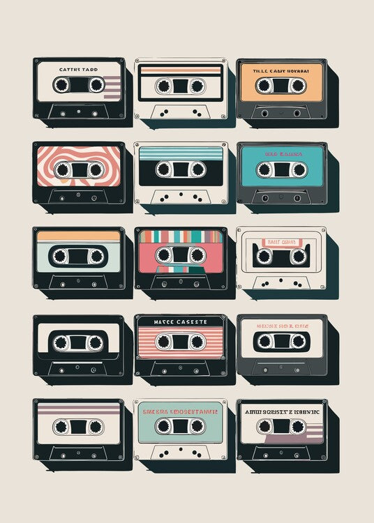 Leinwand Poster, Bilder Vintage Retro Cassettes, 65 × 90 cm