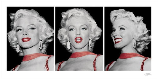 Kunstdruck Marilyn Monroe - Red Dress Triptych, 100 × 50 cm
