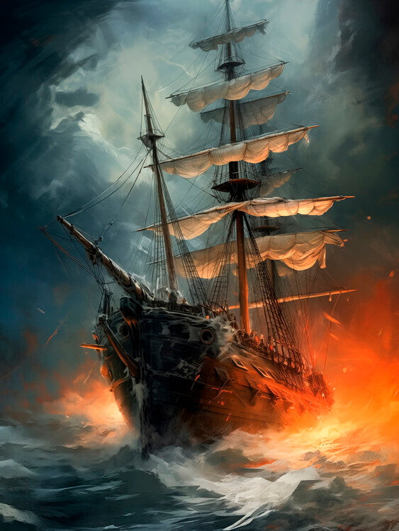 Leinwand Poster, Bilder Ghostly Galleon, 60 × 80 cm