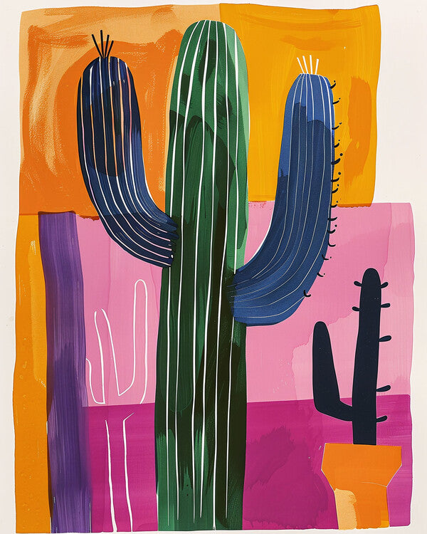 Leinwand Poster, Bilder Cactus painting on canvas, Matisse style, wall art prints, 70 × 90 cm