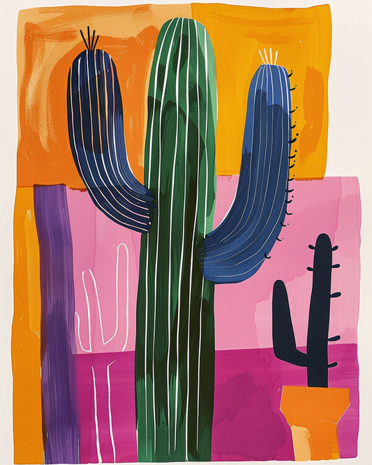 Leinwand Poster, Bilder Cactus painting on canvas, Matisse style, wall art prints, 70 × 90 cm