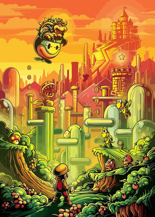 Leinwand Poster, Bilder Super Mario Bros, 65 × 90 cm