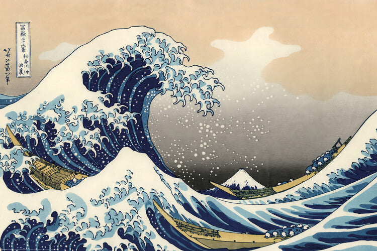 Der Große Welle vor Kanawaga, Katsushika Hokusai Poster, Plakat, 91.5 × 61 cm
