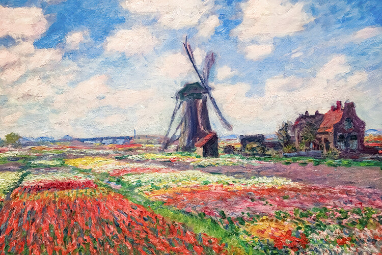 Tulip Fields with the Rijnsburg Windmill, 1886, Claude Monet Poster, Plakat, 40 × 26.7 cm