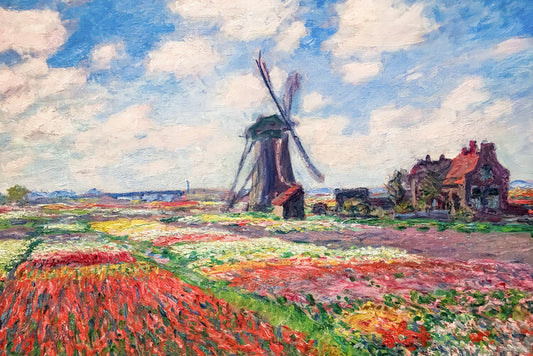 Tulip Fields with the Rijnsburg Windmill, 1886, Claude Monet Poster, Plakat, 40 × 26.7 cm