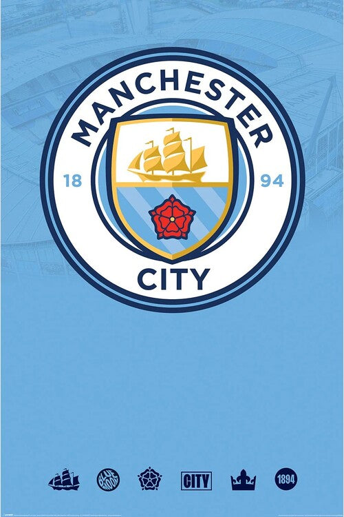 Manchester City - Club Crest Poster, Plakat, 61 × 91.5 cm