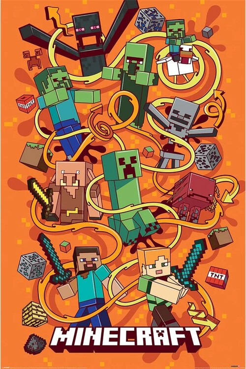 Minecraft - Swirls Poster, Plakat, 61 × 91.5 cm