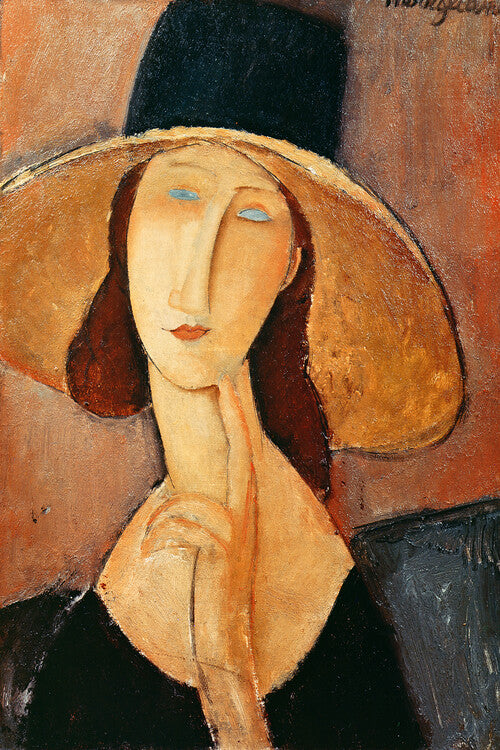 Portrait of Jeanne Hebuterne in a large hat, Amedeo Modigliani Poster, Plakat, 26.7 × 40 cm