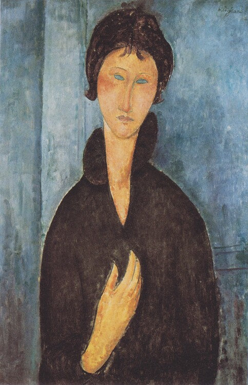 Woman with Blue Eyes, c.1918, Amedeo Modigliani Poster, Plakat, 26.7 × 40 cm
