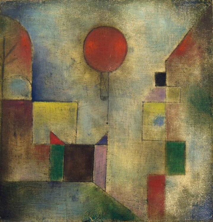 Red Balloon, 1922 (no 179), Paul Klee Poster, Plakat, 40 × 40 cm