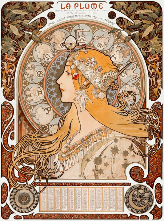 Poster for the magazine “La plume”, Alfons Mucha Poster, Plakat, 30 × 40 cm
