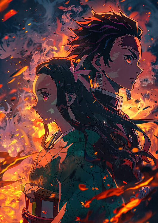 Leinwand Poster, Bilder Tanjiro & Nezuko - Demon Slayer, 65 × 90 cm