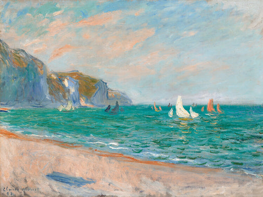 Boats Below the Pourville Cliffs, Claude Monet Poster, Plakat, 40 × 30 cm