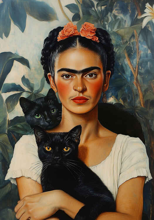 Leinwand Poster, Bilder Frida and cats, 70 × 100 cm