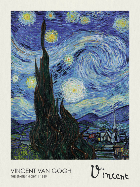 The Starry night (1889), Vincent van Gogh Poster, Plakat, 30 × 40 cm