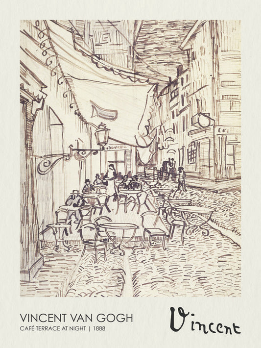 Café Terrace at Night Sketch (1888), Vincent van Gogh Poster, Plakat, 30 × 40 cm