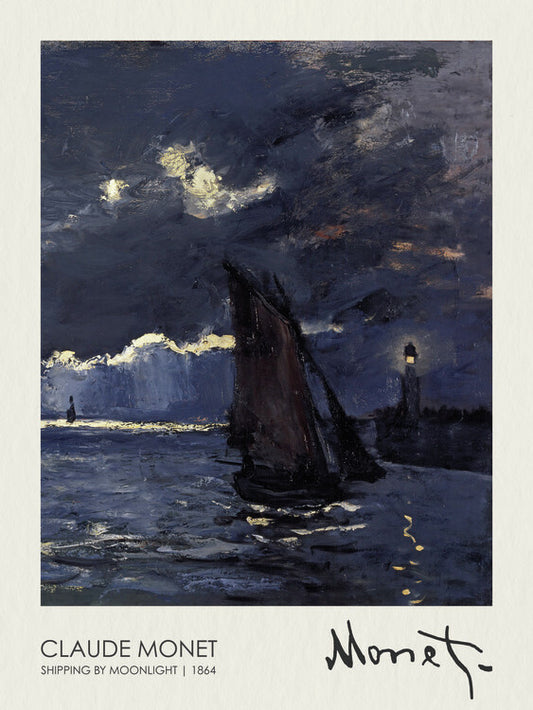 A Seascape, Shipping by Moonlight (1864), Claude Monet Poster, Plakat, 30 × 40 cm