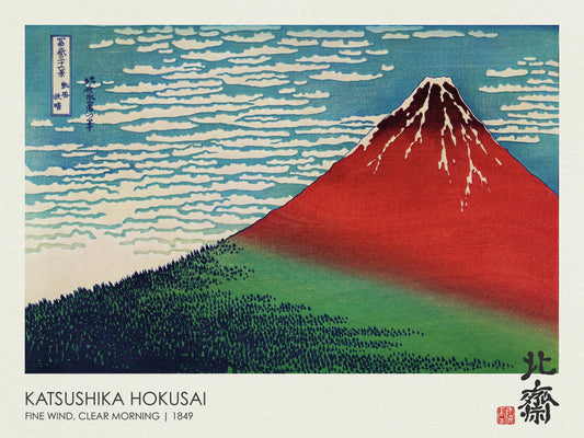 Fine Wind, Clear Morning (Mt Fuji Japan) 1849, Katsushika Hokusai Poster, Plakat, 40 × 30 cm