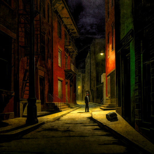 Leinwand Poster, Bilder Dark Streets inspired by Edward Hopper, 70 × 70 cm