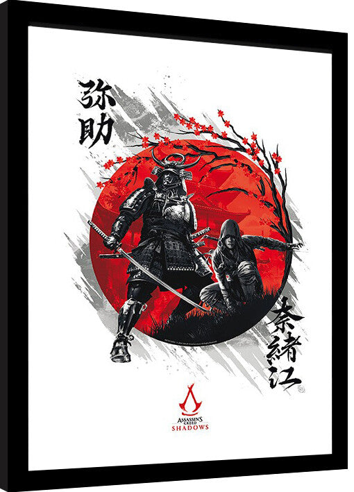 Assassin's Creed: Shadows - Yasuke & Naoe Gerahmte Poster, Bilder, 34.3 × 44.5 cm