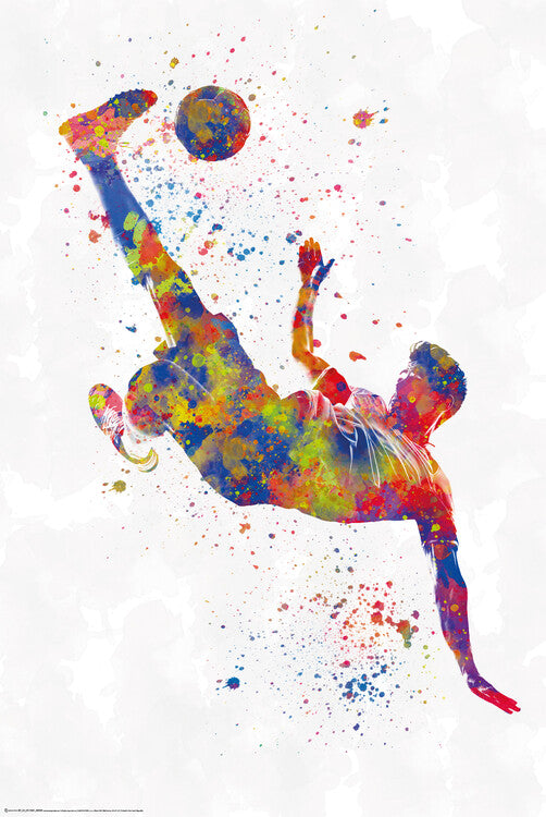 Soccer Player in watecolor Poster, Plakat, 61 × 91.5 cm