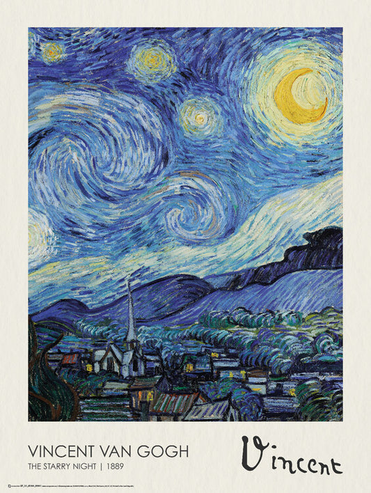 Starry Night, Vincent van Gogh Poster, Plakat, 45 × 60 cm