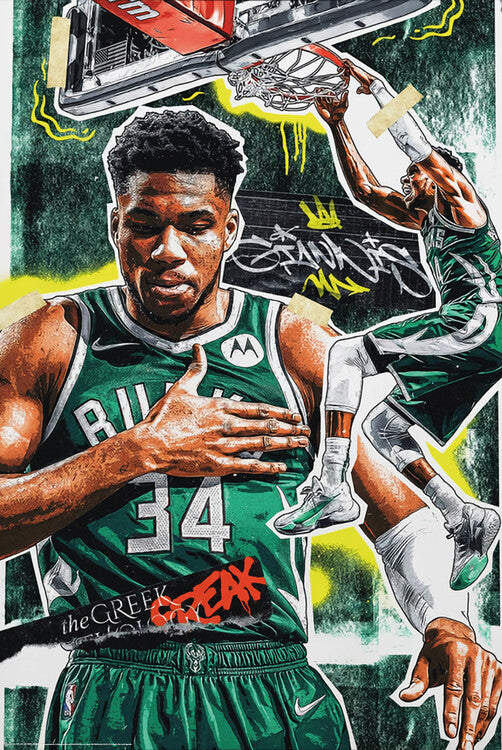 Giannis Basketball Player Poster, Plakat, 61 × 91.5 cm