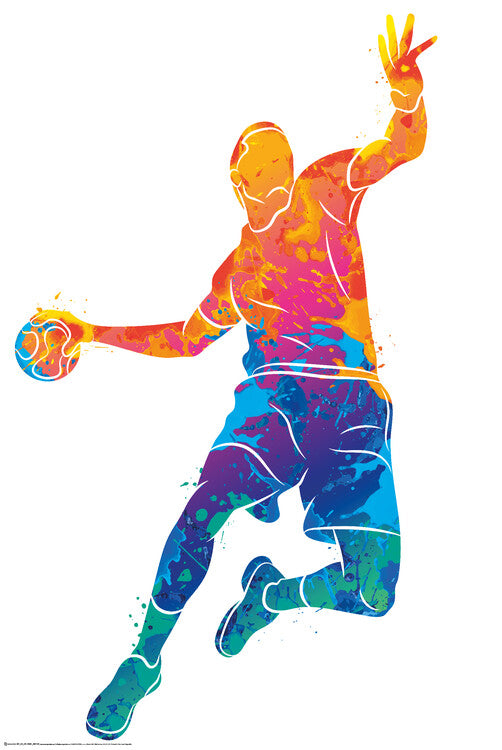 Watercolour handball player Poster, Plakat, 61 × 91.5 cm