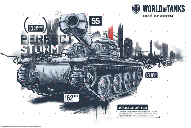World of Tanks - Bat.-Châtillon Bourrasque Poster, Plakat, 91.5 × 61 cm