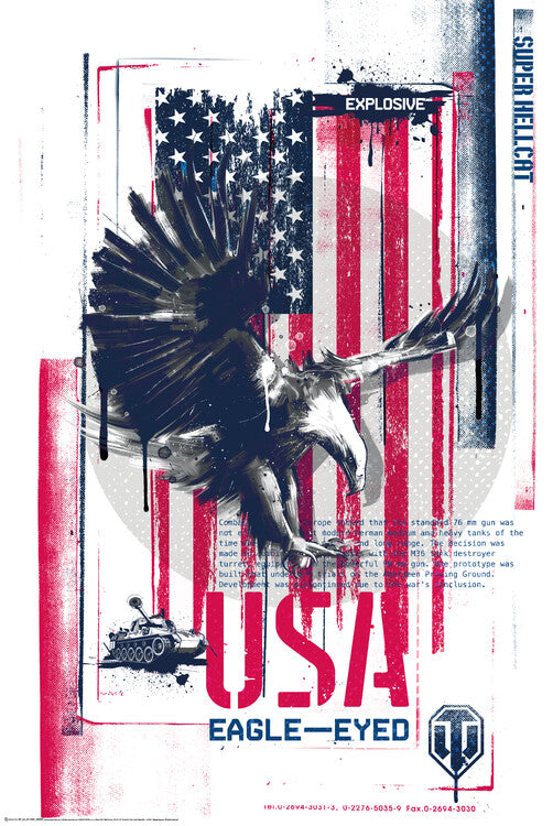 World of Tanks - USA Eagle-Eyed Poster, Plakat, 61 × 91.5 cm
