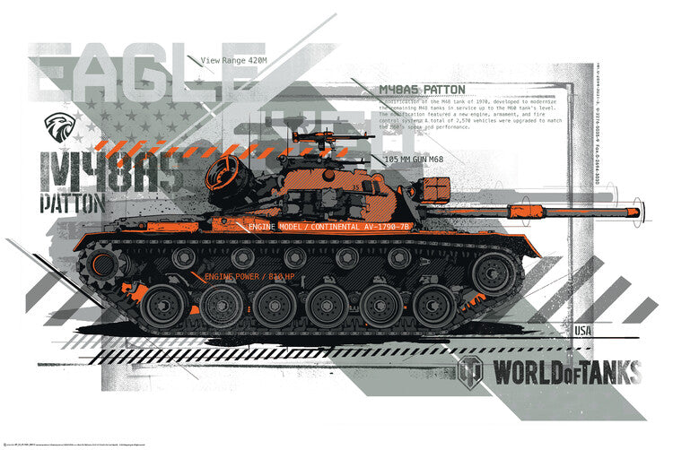 World of Tanks - Patton Poster, Plakat, 91.5 × 61 cm