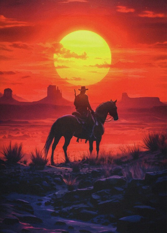 Leinwand Poster, Bilder Sunset Western Red, 65 × 90 cm