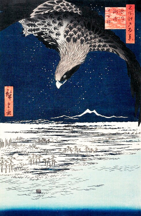 Japanese hawk (1857), Utagawa Hiroshige Poster, Plakat, 26.7 × 40 cm