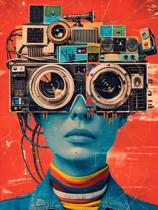 Leinwand Poster, Bilder Cyber Hear Collage Art, 60 × 80 cm