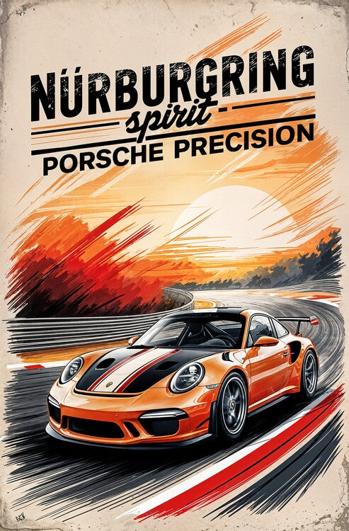 Leinwand Poster, Bilder Timeless Porsche Precision: Nürburgring Speed Poster, 60 × 90 cm