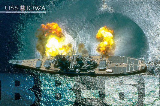 USS Iowa Guns firing Poster, Plakat, 91.5 × 61 cm